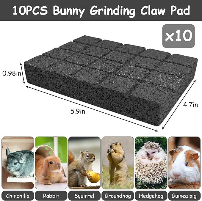 Hamiledyi 10PCS Rabbit Scratching Pads Bunny Lava Grinding Claw Pads Small Animal Foot Pads Hamster Scratch Board Chew Toys for Gerbil Chinchilla Hedgehog Guinea Pig Cage Accessories-Mewly Pet
