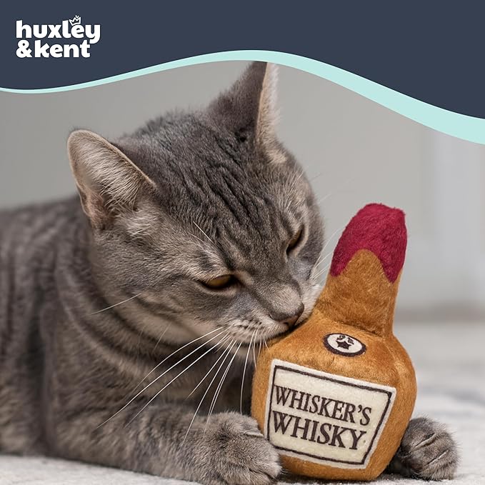 Huxley & Kent Plush Cat Toy - Interactive Catnip Toy for Cats & Kittens - Soft Kitty Toy with Crinkle & Catnip - Fun Indoor Play Toy - Whisker's Whiskey-Mewly Pet