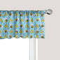 Ambesonne Cartoon Window Valance, Summer Style Funny Demonstration of Happy Flying Characters and Hexagon Comb, Curtain Valance for Kitchen Bedroom Decor with Rod Pocket, 42" x 12", Sky Blue Mustard