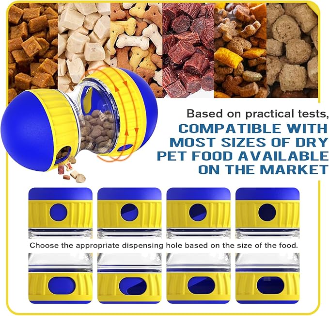 Dog Treat Dispensing Puzzle Toy Adjustable Food Dispenser Slow Feeder Puppy Enrichment Training Rolling Ball Pet Interactive Chase Toys for Small Medium Large Dogs to Keep Them Busy-Mewly Pet