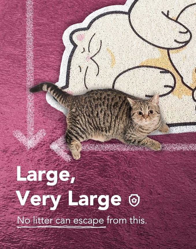 Lukamoo® Cute Cat Litter Mat (30’’x20’’), Large/L, for Kitty Litter & Cute Cat Litter Box-Mewly Pet