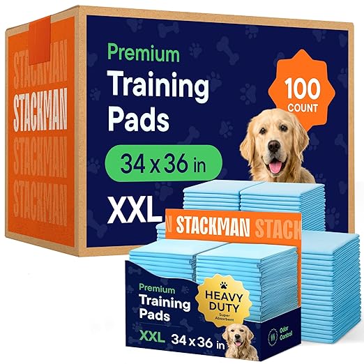 Puppy Pads Pet Pee Pads 34" x 36" [100-Count] Pet Training Disposable Pads, Extra Large Breed, Leak-Proof, Bulk Case Pack - for Golden Retrievers, Boxers, Great Danes, Heavy Duty Surface Protector-Mewly Pet