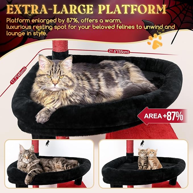Globlazer Gohtic Giant Cat Tree, 83 inch Goth Cat Tree for Indoor Cats Large Adult, XXL Cat Tower with 9 Scratching Posts for 20lb+ Heavy Duty Large Adult Cats, F83, Blood-Goth-Mewly Pet
