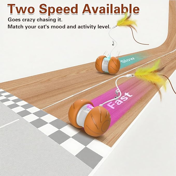 Cat Toys for Bored Indoor Adult Cats,Interactive Flying Feather Teaser,Automatic Moving Robot Cat Toy,Touch Activated Kitten Toy,Rechargeable Cat Enrichment Exercise Toys-Mewly Pet