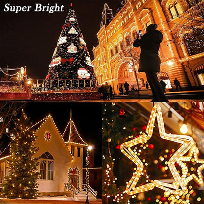 LED Rope Lights Outdoor Waterproof, 131.2ft Rope Lighting Warm White Light Strip, 110V LED Strip Lights Indoor, Connectable String Tape Light for Backyards, Patio, Decorative Lighting