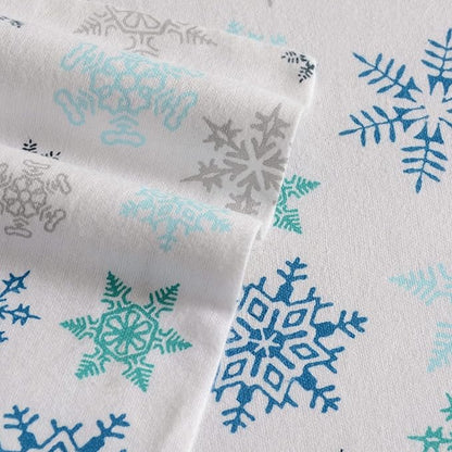 Eddie Bauer - Full Sheets, Cotton Flannel Bedding Set, Brushed For Extra Softness, Cozy Home Decor (Tossed Snowflake, Full)
