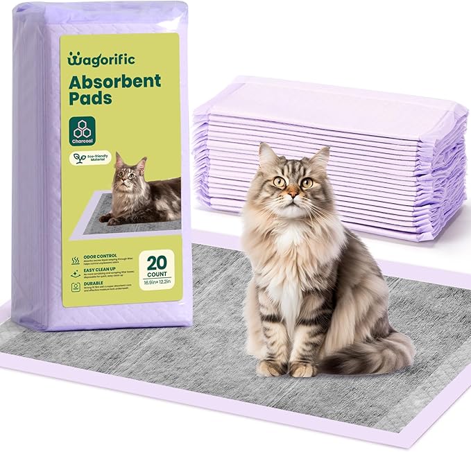Cat Pads Refills for Tidy Cats Breeze Litter System - Super Absorbent 6-Layer Pads for Odor Control, Activated Carbon - 16.9" x 11.4" - Pack of 20 Litter Box Replacement Pads-Mewly Pet