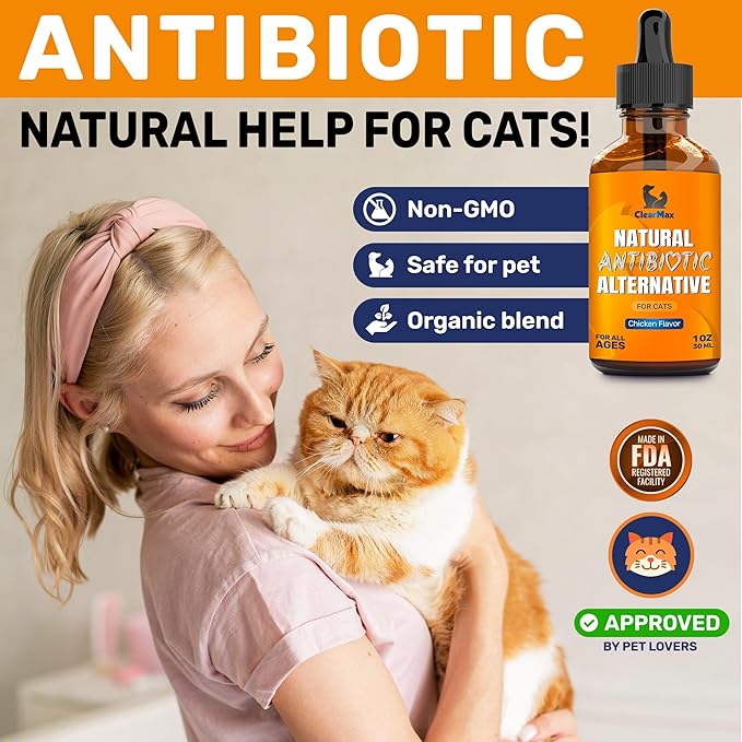 Cat Antibiotic to Help with Cough & Allergies – Antibiotics for Cats to Aid with UTIs and Digestive Moments – HIPS & Joints Support – Attractive Chicken Taste – 1 Oz Bottle-Mewly Pet