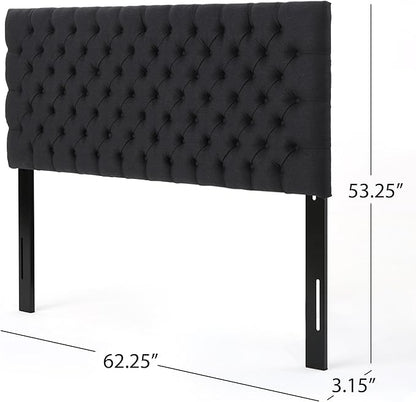 Christopher Knight Home Jezebel Fabric Headboard, Queen / Full, Dark Charcoal / Black Steel