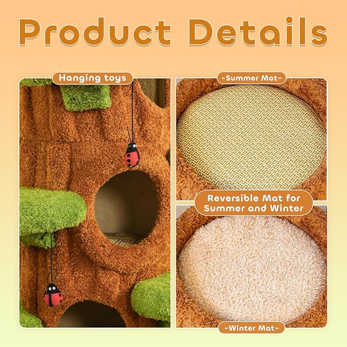 90.5'' Luxury Cat Tree for Indoor Cats, All-in-One Tall Cat Tower with Scratching Post, Multi-Level House, Wood Condo for Multi-Cat Families (Green)-Mewly Pet