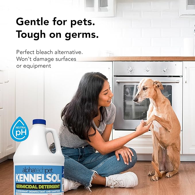 ATP KennelSol 1-Step Kennel Cleaner - 1 Gallon (Pack of 4) Liquid Disinfectant, Effective Against Bacteria and Viruses, Deodorizer Wintergreen Scent by Alpha Tech Pet-Mewly Pet