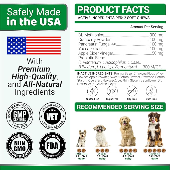 YUMA'S Dog Urine Neutralizer for Lawn - 170 Chews - Advanced Grass Green Savers for Dog Urine - Canine Pee Grass Neutralizer Supplement - Green Lawn Treats with Probiotics and Digestive Enzymes-Mewly Pet