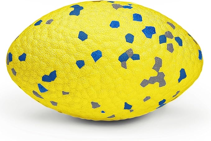 4.72" Indestructible Large Rugby Balls for Aggressive Chewers Durable Olive Bouncy Interactive Football Toy for Dogs Fetch Game Lightweight Floating Outdoor Training, Yellow-Mewly Pet