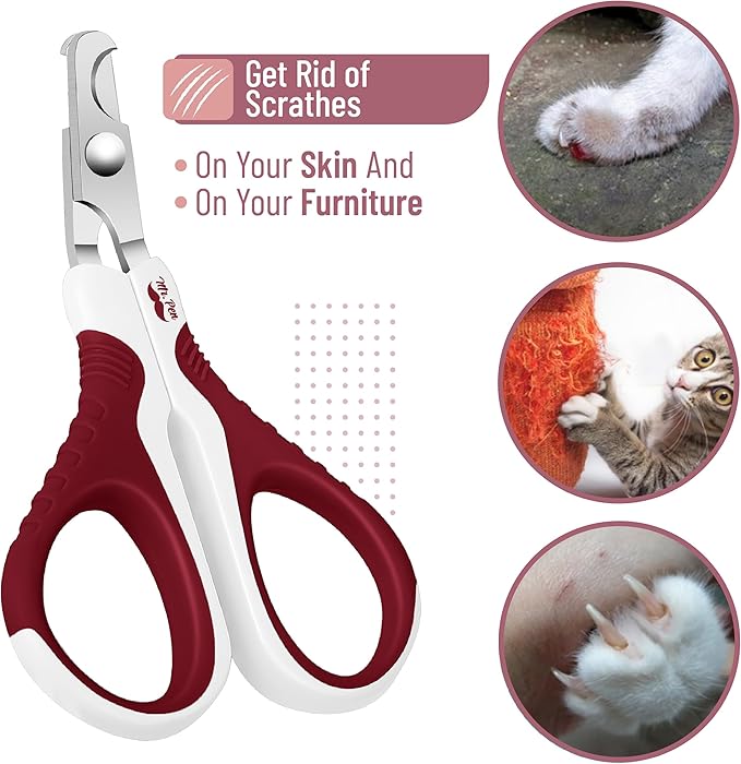 Mr. Pen Cat Nail Trimmer - Wine & White, Cat & Kitten, Small Dog Nail Clipper & Claw Trimmer-Mewly Pet
