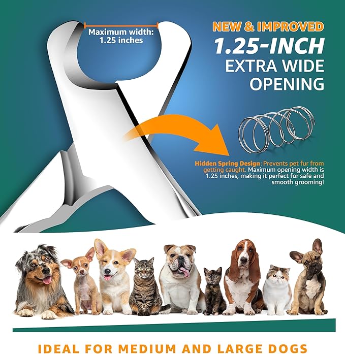Pet Nail Clippers for Large Dogs, Wide-Opening Dog Nail Trimmer with All-Steel Material Sharp Durable Blades Built-in Spring, Professional Grooming Tool with Free Nail File for All Dogs & Cats-Mewly Pet