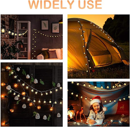 AceList 20 LED Black Lantern String Lights Mini Kerosene Lamp for Indoor Outdoor Patio Garden Holiday Home Ramadan Wedding Party Christmas Tree New Year Decorations(Warm White Light)