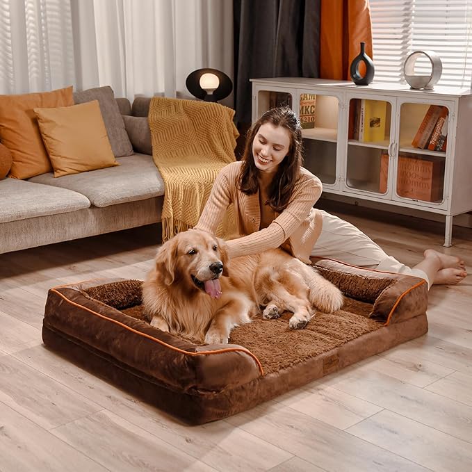Comfort Expression Small Dog Beds Waterproof Orthopedic Foam Dog Sofa Beds for Small Dogs Comfy Pet Bed with Washable Removable Cover & Non-Slip Bottom(X-Small,Chocolate Brown)-Mewly Pet