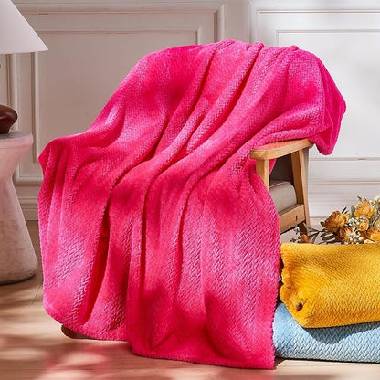 NEWCOSPLAY Super Soft Twin Blanket Dark Rose Red Premium Silky Flannel Fleece Leaves Pattern Lightweight Bed Blanket All Season Use (Dark Rose Red, Twin(60"x80"))