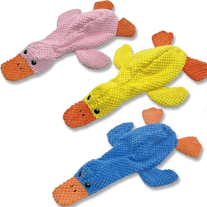 No Stuffing Dog Toys 3 Pack, Squeaky Dog Toys for Large Dogs, Plush Toys for Aggressive Chewers Small Medium Large Breeds, Puppy Chew Toys for Teething (Pineapple Plaid)-Mewly Pet