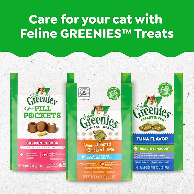 Greenies Feline Adult Dental Cat Treats, Catnip Flavor, 2.1 oz. Pack-Mewly Pet
