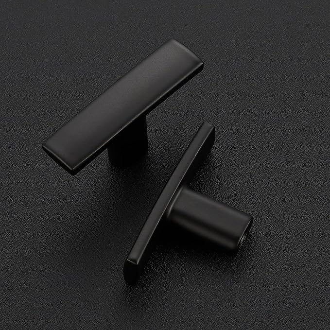 25 Pack Black Cabinet Knobs - Curved Cabinet Pulls Matte Black Knobs for Kitchen Cabinet Drawer Solid Dresser Knobs for Cabinet Hardware 1-3/4 Inch Length Single Hole, RDQXDKHS-25