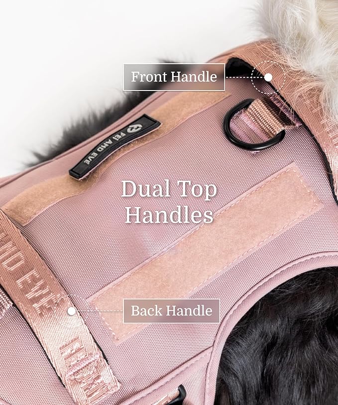 2025 New Edition, Fei & Eve MagEase Dog Harness - 3-Second Magnetic Buckles | 3-Point No-Pull Control | Heavy-Duty 900D Nylon | Dual Safety Handles | Breathable Mesh | Adjustable Fit | Medium, Pink-Mewly Pet
