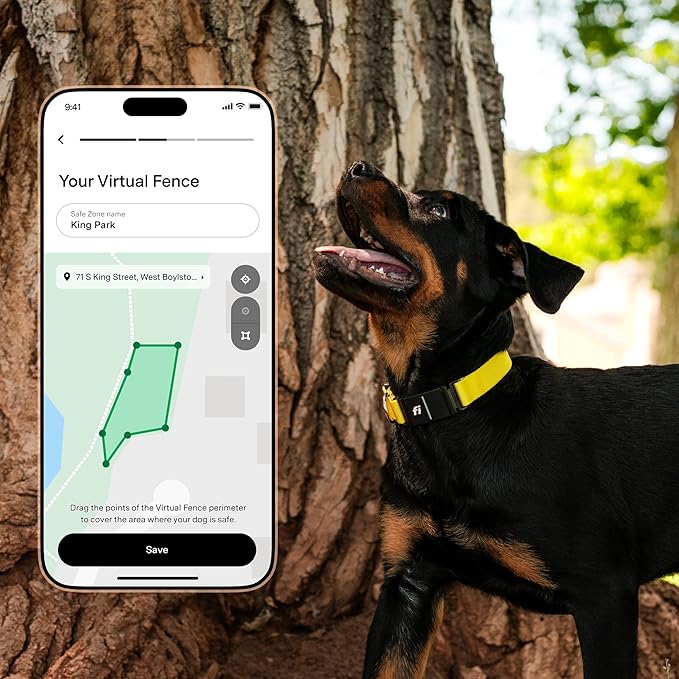 New Fi Series 3+ Smart Dog Tracker Collar – AI GPS for Dogs, Health & Behavior Monitor, Virtual Fence, Escape Alerts, Waterproof, Apple Watch Compatible 12Mo Membership Included-Mewly Pet