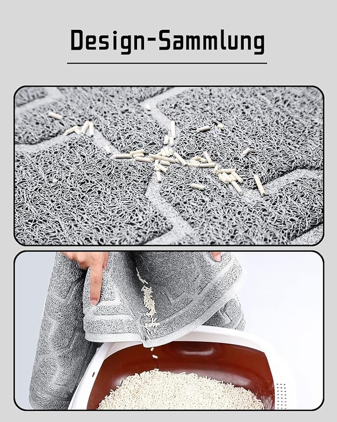 Yimobra Cat Litter Mat, 35.4"x23.6" Litter Box Mat with Litter Lock Mesh, Soft Cat Litter Mat Litter Trapping Mat, Easy to Clean, Non-Slip, Water Resistant, Litter Free Floors, Grey-Mewly Pet