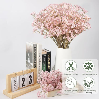 N&T NIETING10 PCS Babys Breath Artificial Flowers Fake Babys Breath Flowers Artificial Bulk Dusty Pink Gypsophila Bouquets Real Touch Faux Flowers for Wedding Floral Arrangement Party Home Decoration