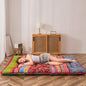 MAXYOYO Bohemian Retro Floor Mattress Vintage Floral Japanese Futon Mattress Roll Up Sleeping Bed King Portable Camping Mattress Floor Lounger Couch Bed Mattress Pad, King