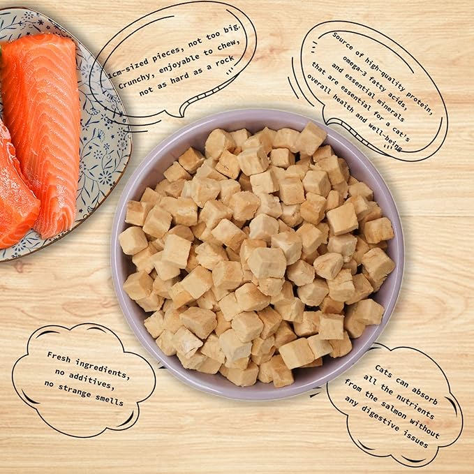 Freeze Dried Cat Treats - 100% Salmon Grain Free Raw - Natural Balance Limited Ingredient High Protein Cat Snacks 115g/4.1oz - Picky Eater Challenger-Mewly Pet