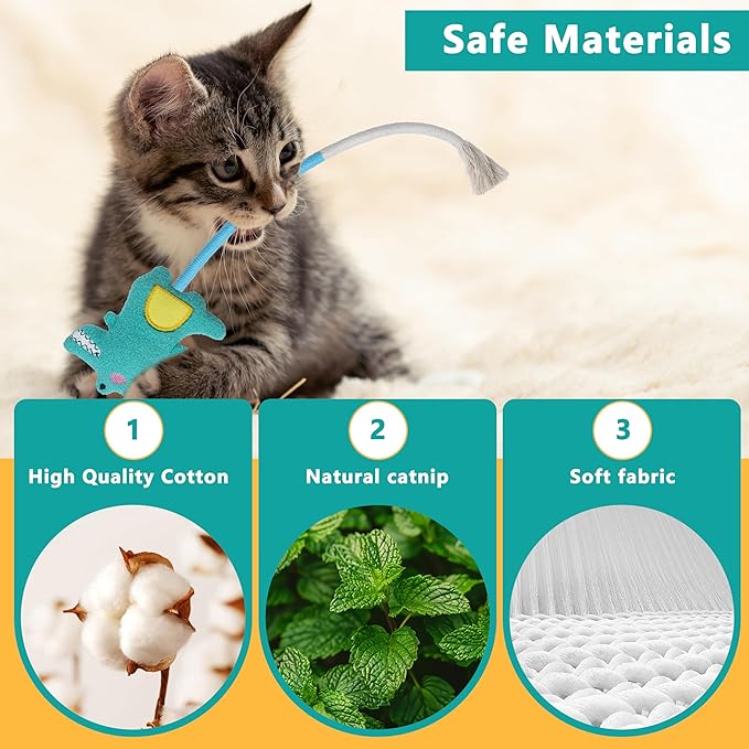 3pcs Safe Cat Rope Toy with Catnip,Teeth Clean Toy for Cat, Cat Chew Toys for Indoor Cat,Kitten Interactive Toys-Mewly Pet