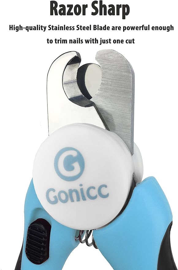gonicc Professional Small Dog and Cat Nail Clippers Sharp Stainless Steel Pet Nail Trimmers(with Free Nail File in Handle), with Safety Guard to Avoid Overcutting-Mewly Pet