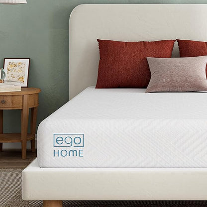 EGO White 12 inch Twin Memory Foam Mattress, Gel Green Tea Mattress Bed in a Box, Made in USA, CertiPUR-US Certified, 38"×75", Medium Firm