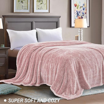 Exclusivo Mezcla Plush Fuzzy Fleece Bed Blanket King Size, Super Soft, Fluffy and Warm Blankets, Suitable for All Seasons (Mixed Pink, 90x104 Inches)