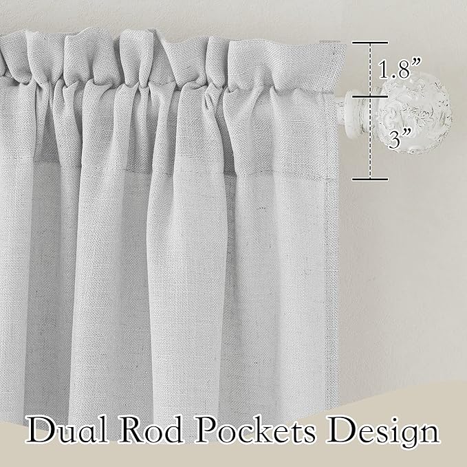 RYB HOME Semi Sheer Curtains - Linen Curtains Privacy Light Airy Sheer Window Treatment Drapes for Large Windows Bedroom Living Room Sunroom, Dove Grey, 52 x 108 inch Long, 2 Panels