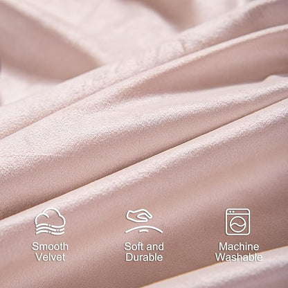 Lazzzy Velvet Blackout Curtains Thermal Insulated Room Window Drapes Super Soft Luxury Curtains for Living Room Bedroom Rod Pocket 2 Panels, Dusty Pink, 52" W x 108" L