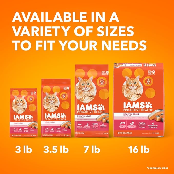IAMS Proactive Health Adult Healthy Dry Cat Food with Real Salmon, 7 lb. Bag-Mewly Pet