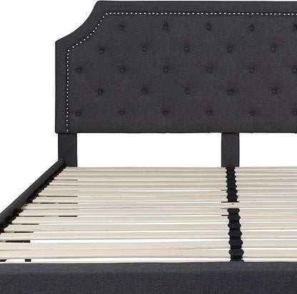 Flash Furniture Brighton King Size Tufted Upholstered Platform Bed in Dark Gray Fabric