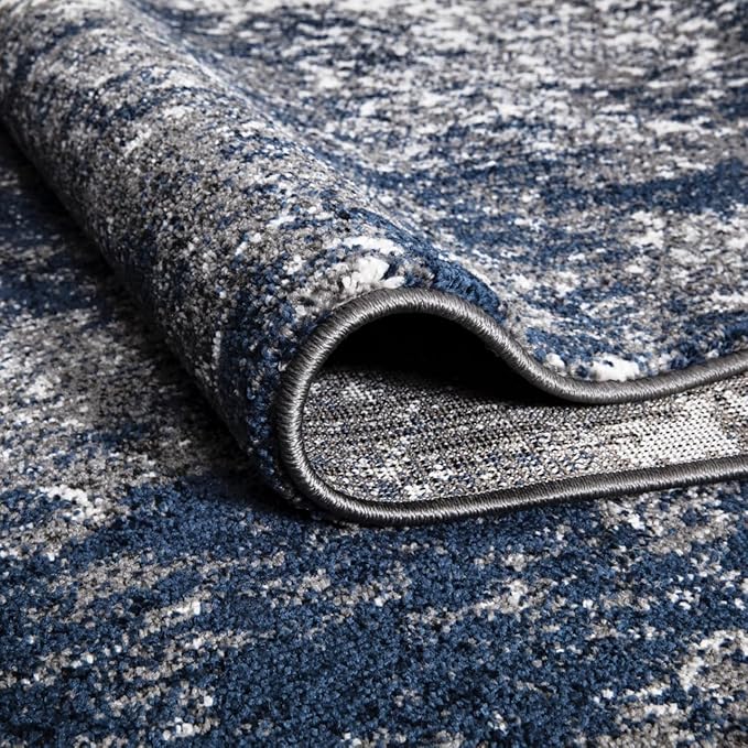 Keen Home Design Area Runner Rugs - 2x10 Non-Shedding, Abstract Runner for Kitchen, Living Room, Bedroom, Dining Room, Entryway - Size: 2'8" x 9'11", Navy/Grey/White