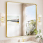 TokeShimi 36x36 Brushed Gold Bathroom Mirror,Bathroom Vanity Mirror Square,Tempered Glass,Gold Framed Bath Mirror Wall(Horizontal/Vertical)