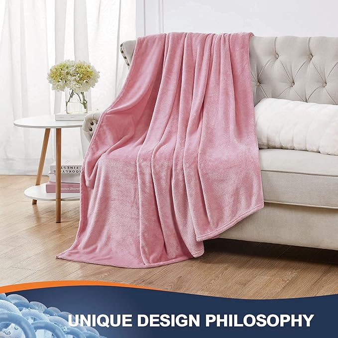 Walensee Fleece Blanket Plush Throw Fuzzy Lightweight (King Size 108x90 Blush) Super Soft Microfiber Flannel Blankets for Couch, Bed, Sofa Ultra Luxurious Warm and Cozy for All Seasons