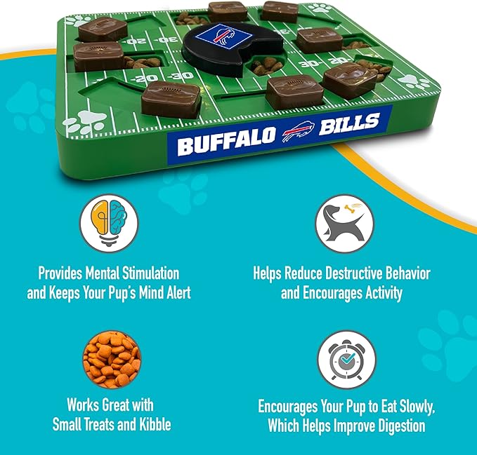 Pets First NFL Buffalo Bills Puzzle Toy, Puzzle Treat Dog Toy, Interactive Dog Treat Toy, Dog Puzzle-Mewly Pet