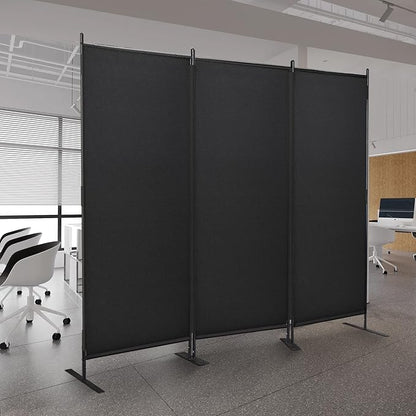 JAXPETY Room Divider Panel 6Ft Privacy Screen Wall Dividers for Room Separation Flexible Partition Folding Portable Room Partition for Office 88" W x 73" H, Black
