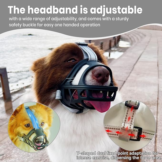 Dog Muzzle, Basket Muzzle for Small Medium Large Dogs, Anti-Biting and Chewing, Lightweight & Sturdy Cage Design, Allows Panting & Drinking, Ideal for Grooming & Training(Black Size XL)-Mewly Pet