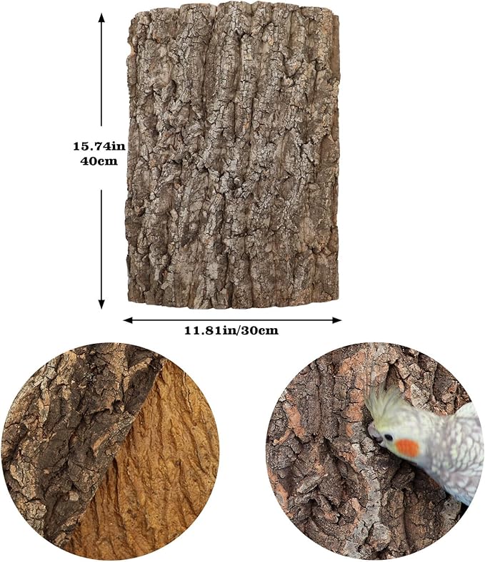 4 Pack Natural Cork Bark Bird Perch Stand, 15.7 × 11.8 inch Parrot Chewing Toys, Birdcage Background Decor Accessories, Bark Toy for Budgie Parakeet Cockatiel Lovebirds Conures Hamster Guinea Pig Rat-Mewly Pet