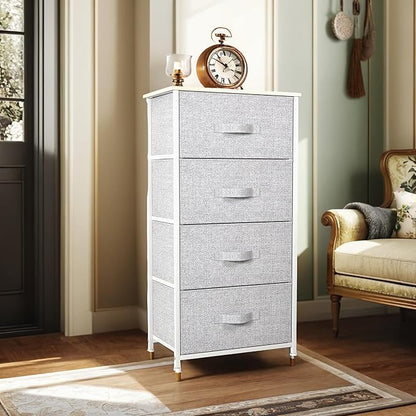 YITAHOME 4-Drawer Fabric Dresser, Dresser for Bedroom, Living Room, Hallway, Closet(White)