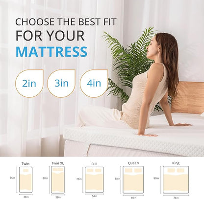 EGO Gel Memory Foam Mattress Topper, 2 Inch Twin with Removable Breathable Soft Cover, Cooling Bed Topper for Comfort Body Support & Pressure Relief, CertiPUR-US Certified