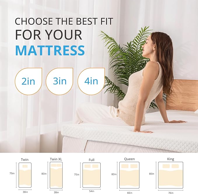 EGO Gel Memory Foam Mattress Topper, 3 Inch Cal King with Removable Breathable Soft Cover, Cooling Bed Topper for Comfort Body Support & Pressure Relief, CertiPUR-US Certified