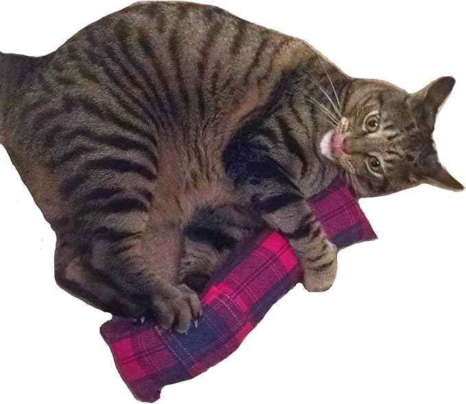 15" Cat Kicker Toy with Refillable Catnip Pocket (Red Flannel) - Filled with 1 oz Premium Canadian Catnip-Mewly Pet